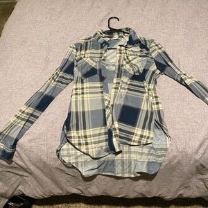 Blue and cream flannel
